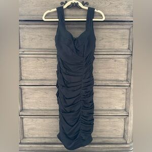 Cache Black Silk Dress EUC Cocktail LBD Formal Sweetheart Midi Bodycon R…